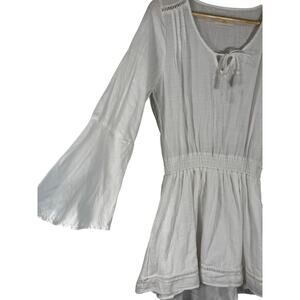 The Normal Brand Bell Sleeve White Mini Dress Small